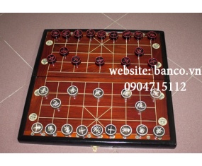 Bàn cờ tướng gỗ hương - quân cờ tướng sừng trâu đen trắng